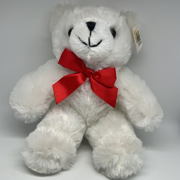 Other - White teddy bear with red bow